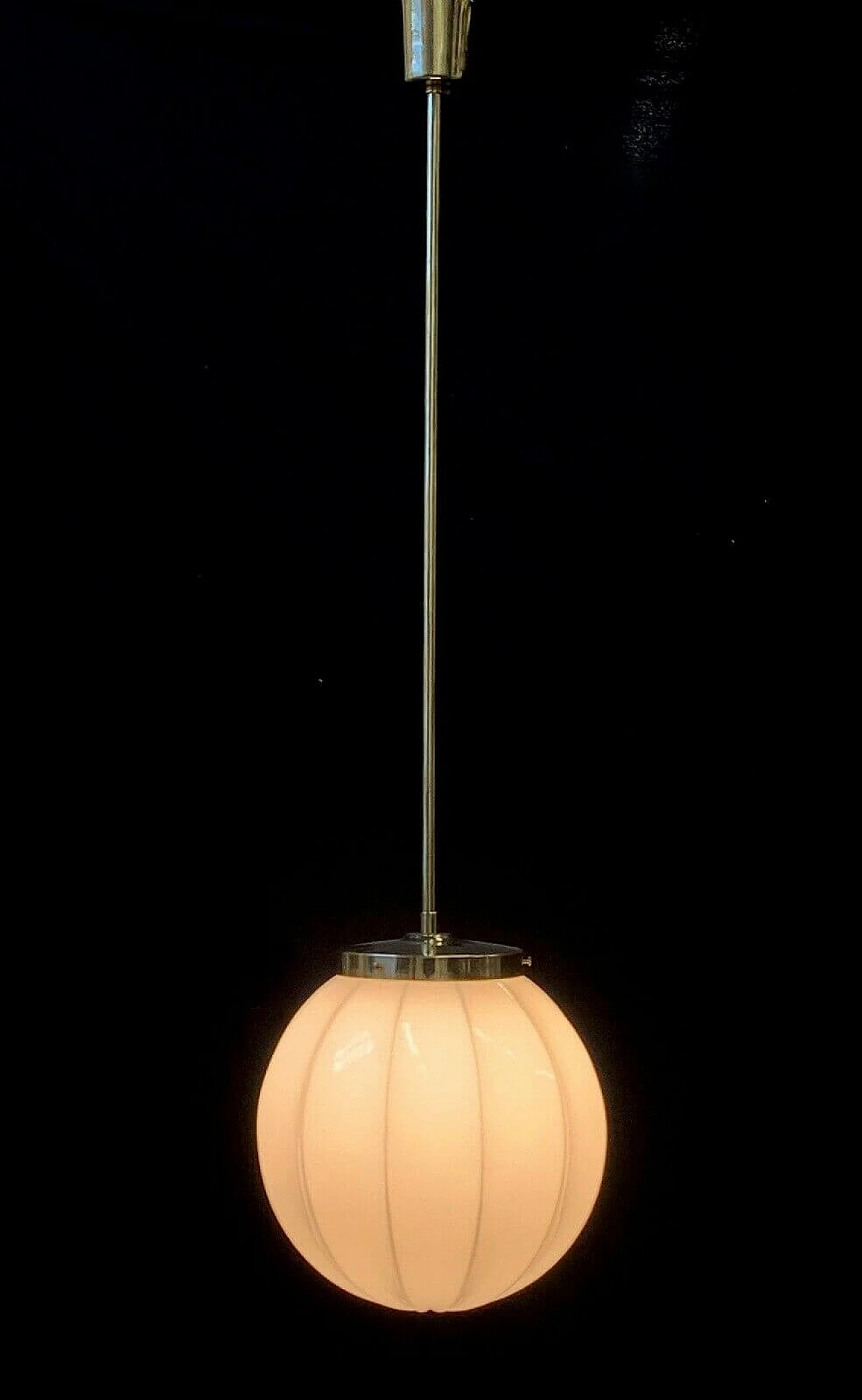 Lampadario in metallo e vetro attribuibile a Stilnovo, anni '50 1236969