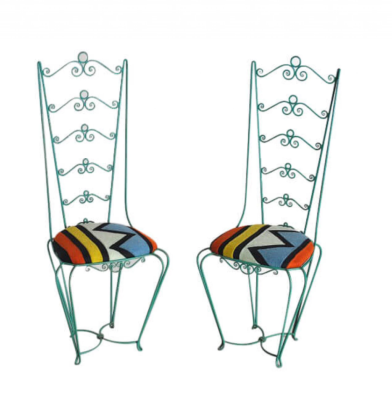 Pair of Chiavari chairs in wrought iron, 60s 1237033