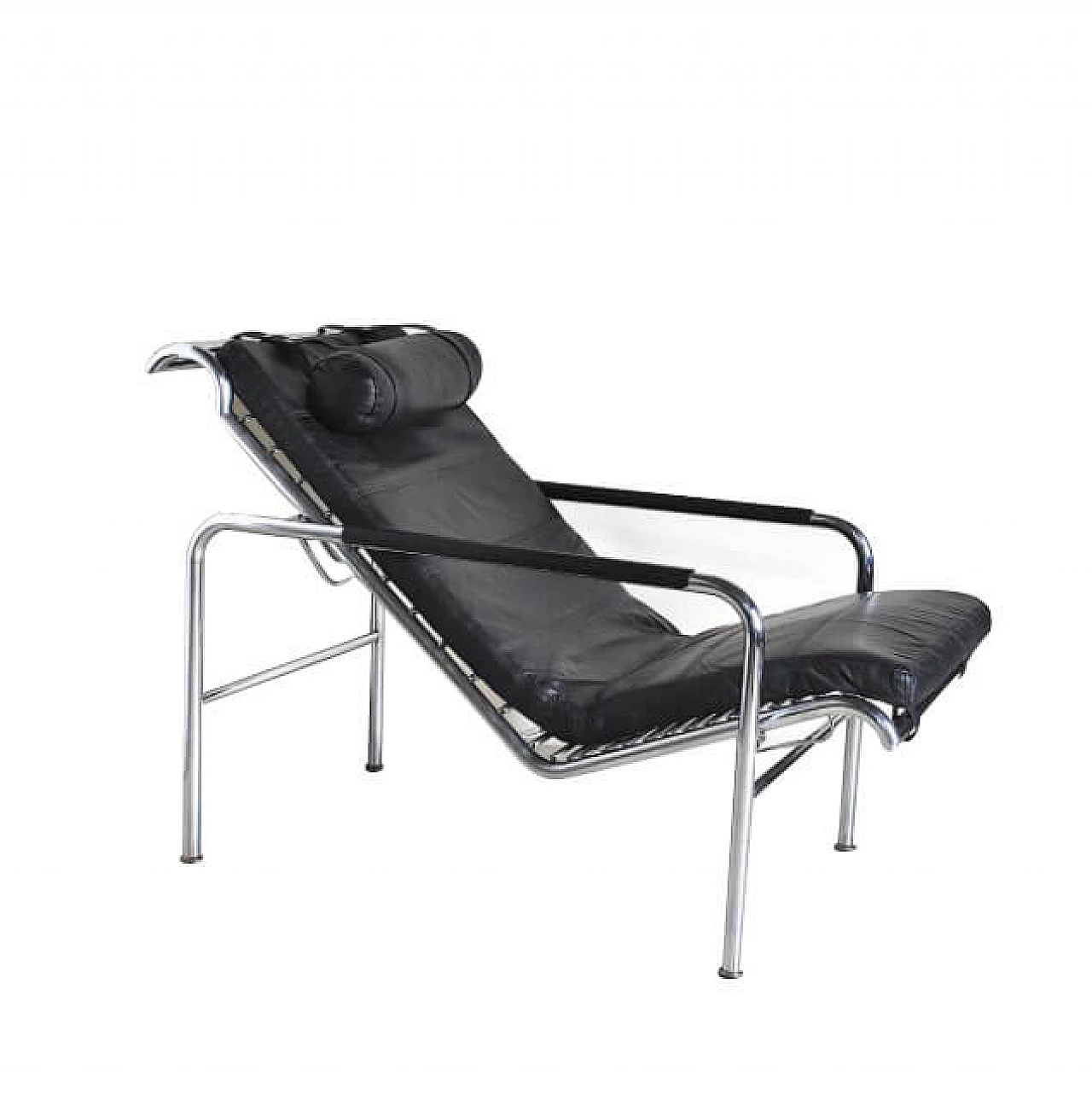 Genni chaise longue in steel and leather by Gabriele Mucchi for Zanotta, 50s 1237047