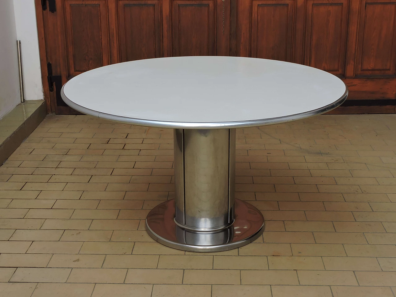 Table in laminate, steel and aluminum attributed to Antonia Astori, 60s 1237127