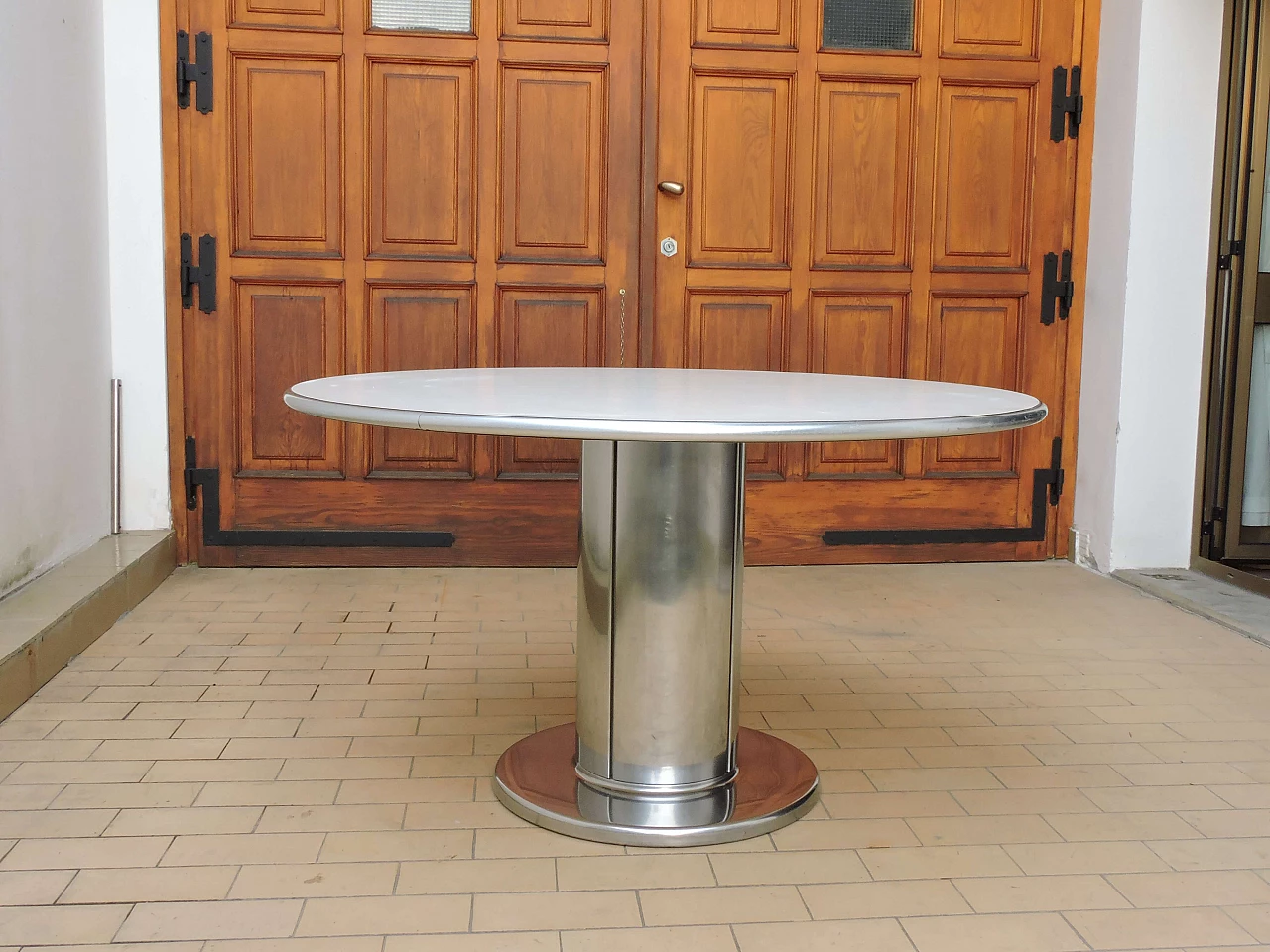 Table in laminate, steel and aluminum attributed to Antonia Astori, 60s 1237128