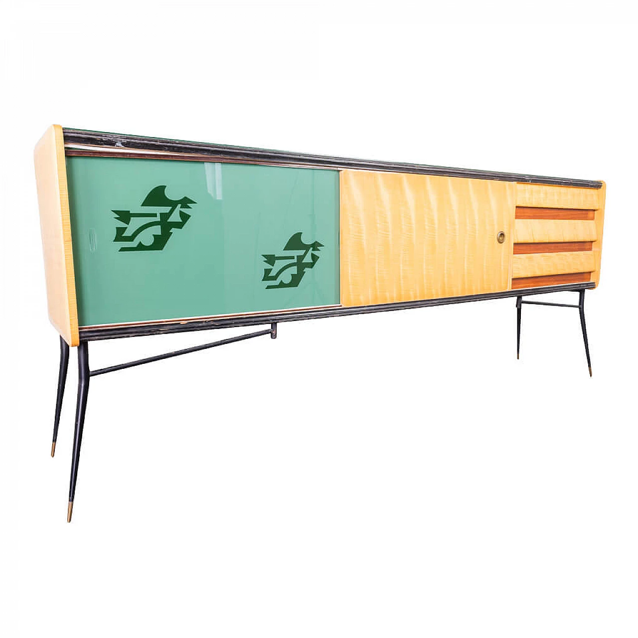 Sideboard in lacquered wood and glass, 1950s 1237170