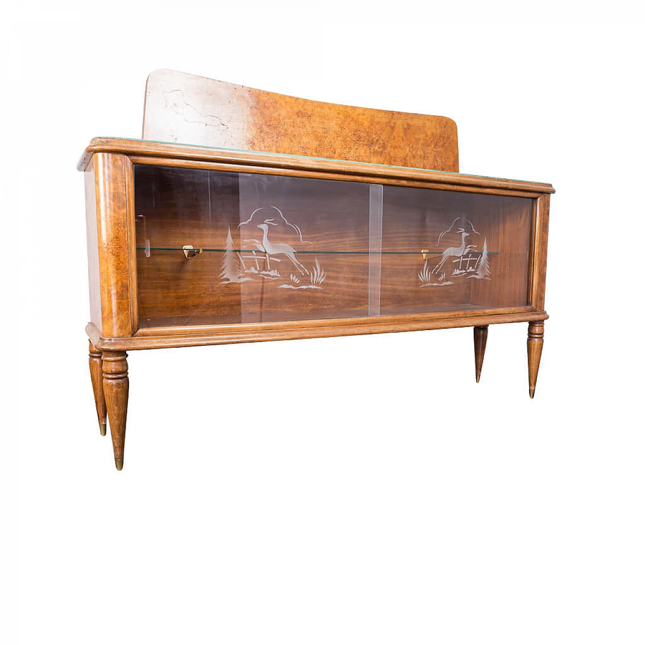 Credenza in radica e vetro, anni '50 1237176