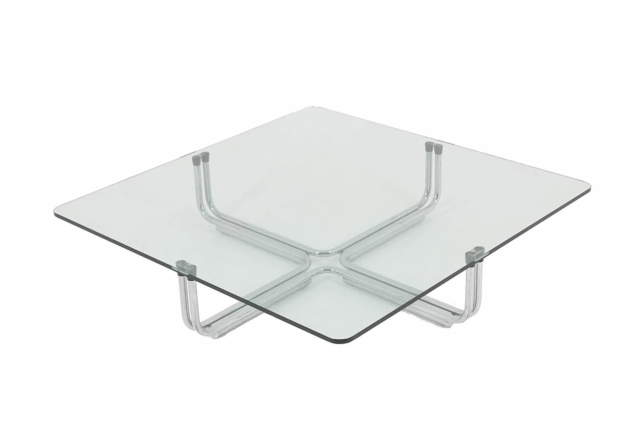 Coffe table in chromed metal and glass by Gianfranco Frattini  for Cassina, 70s 1237178
