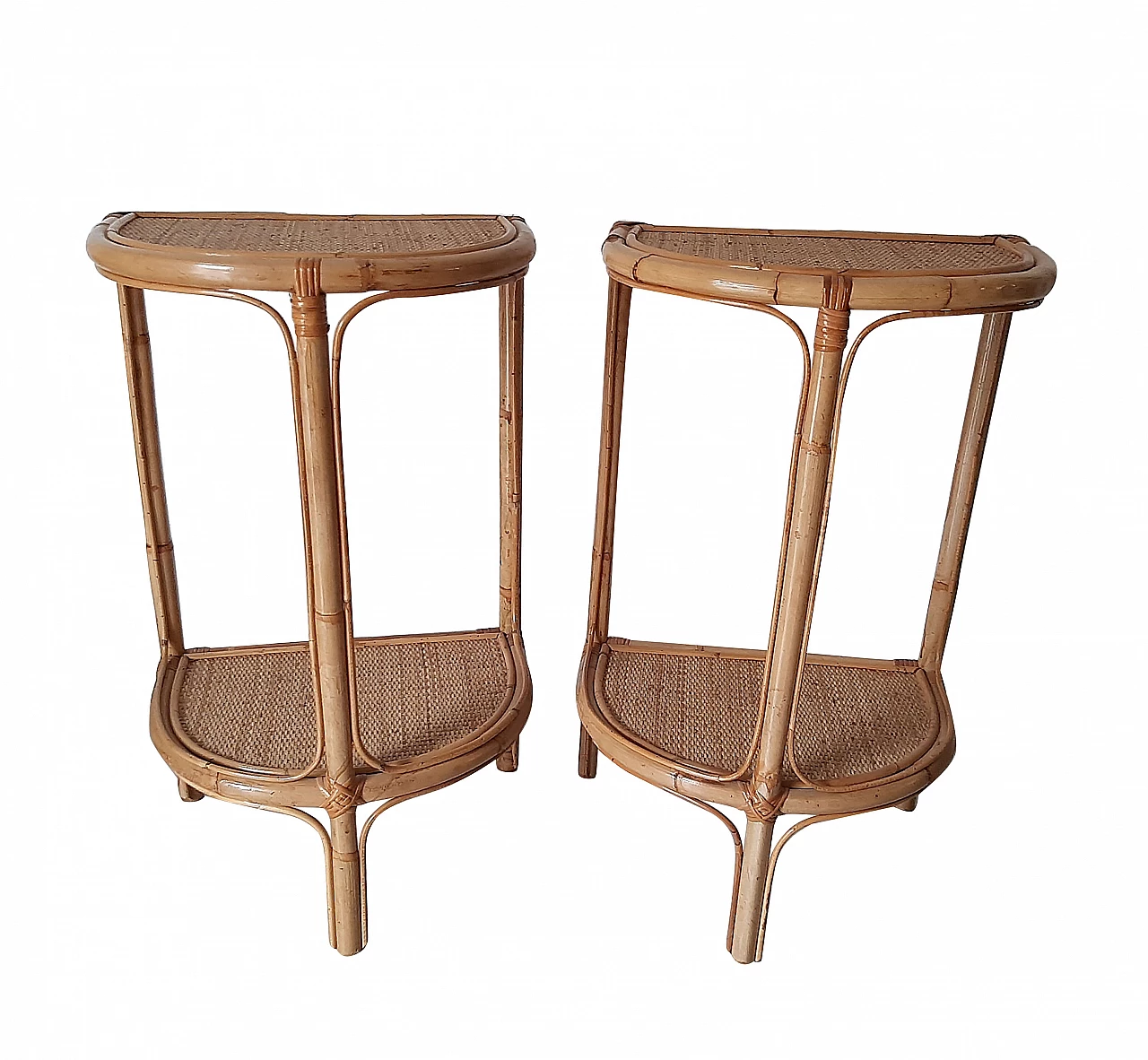 Coppia di comodini in bamboo, anni '60 1237254