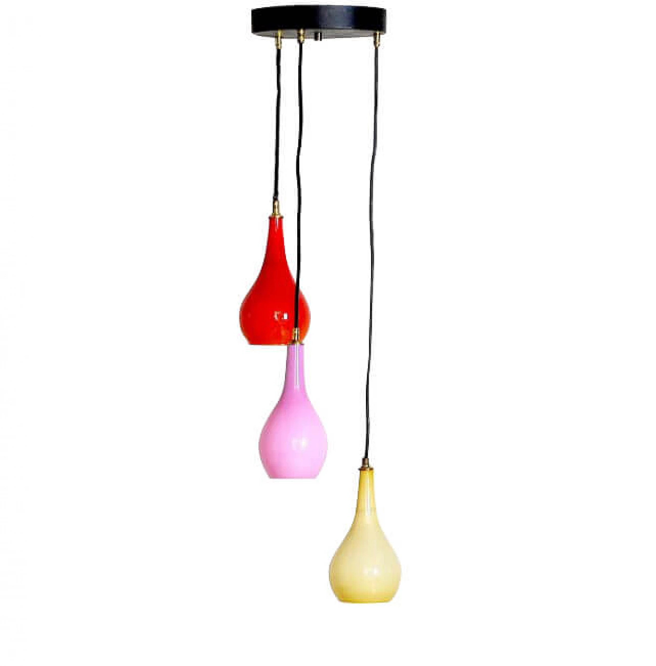 Chandelier with colored lampshades by Gino Vistosi for Vistosi, 60s 1237313