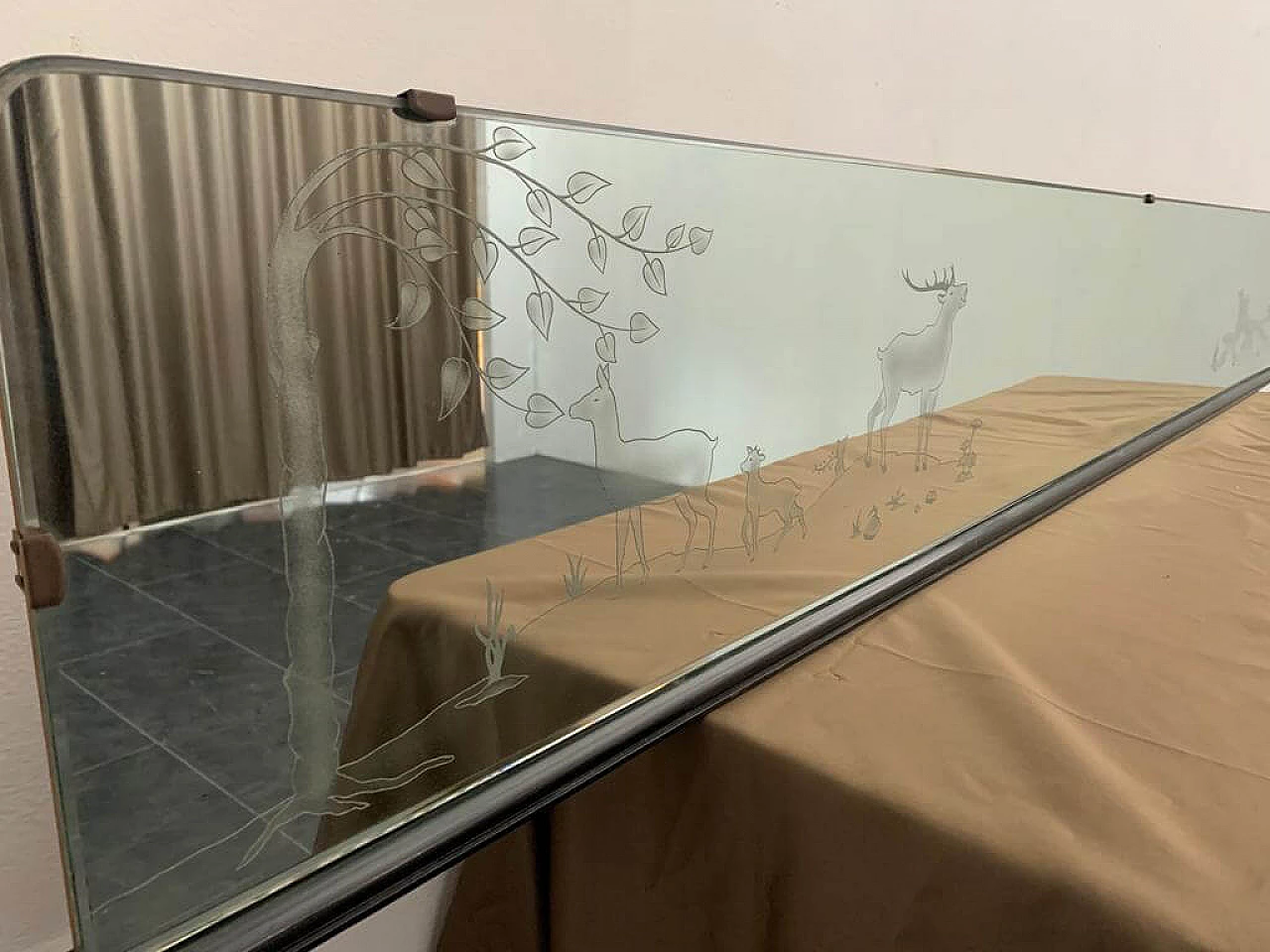 Mirror with forest animal decoration, 20s 1237369