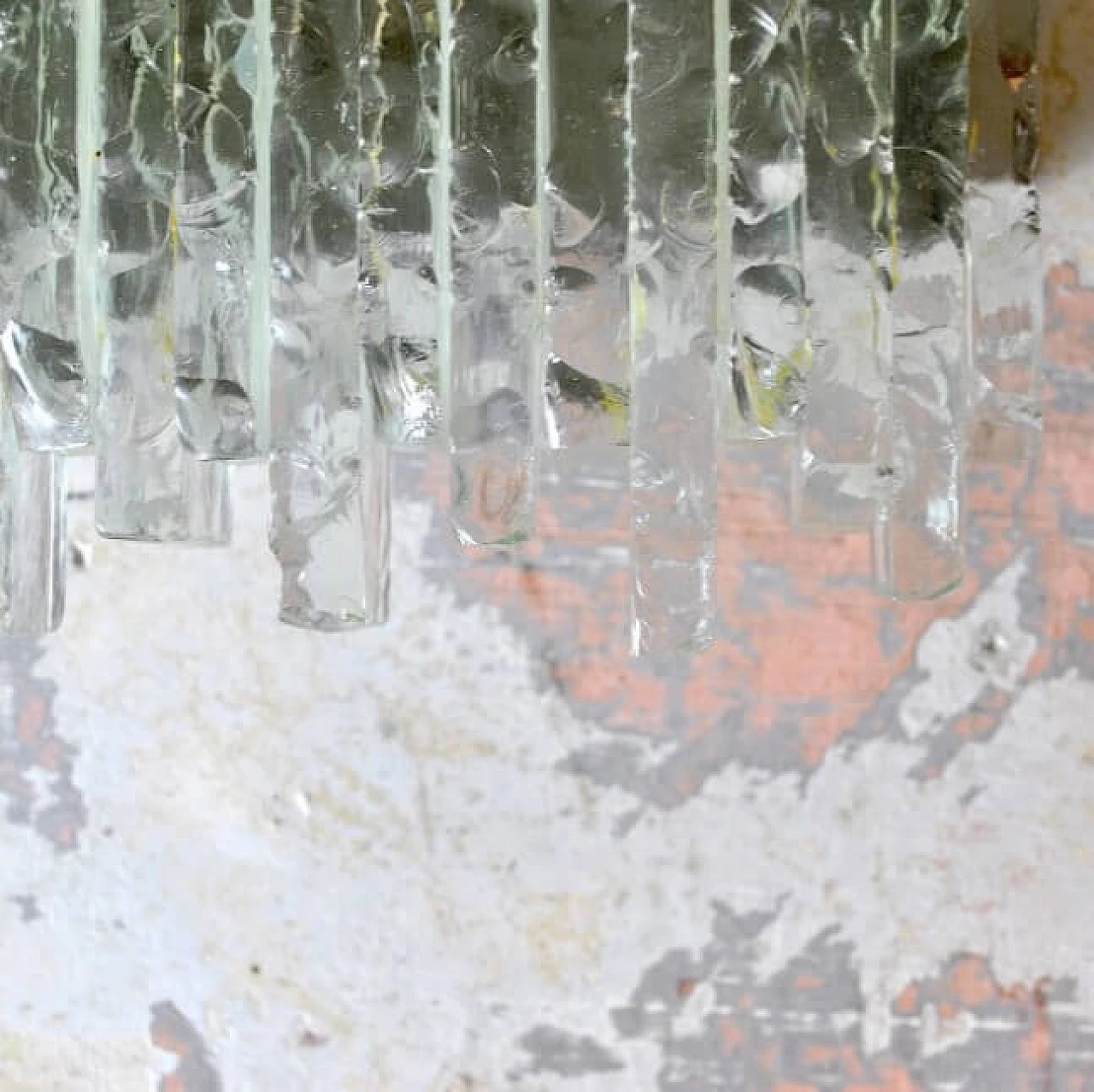Applique Vesta in cristallo grezzo graffiato con supporto in acciaio inossidabile satinato di Albano Poli per Poliarte, anni '60 1237458