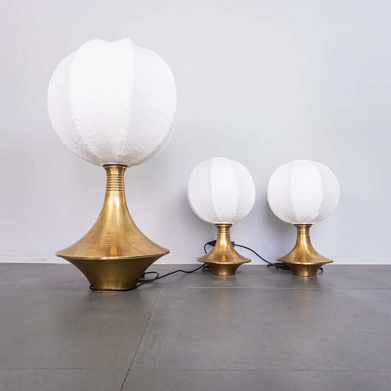 3 Brass table lamps by Lamperti, 70s 1237463