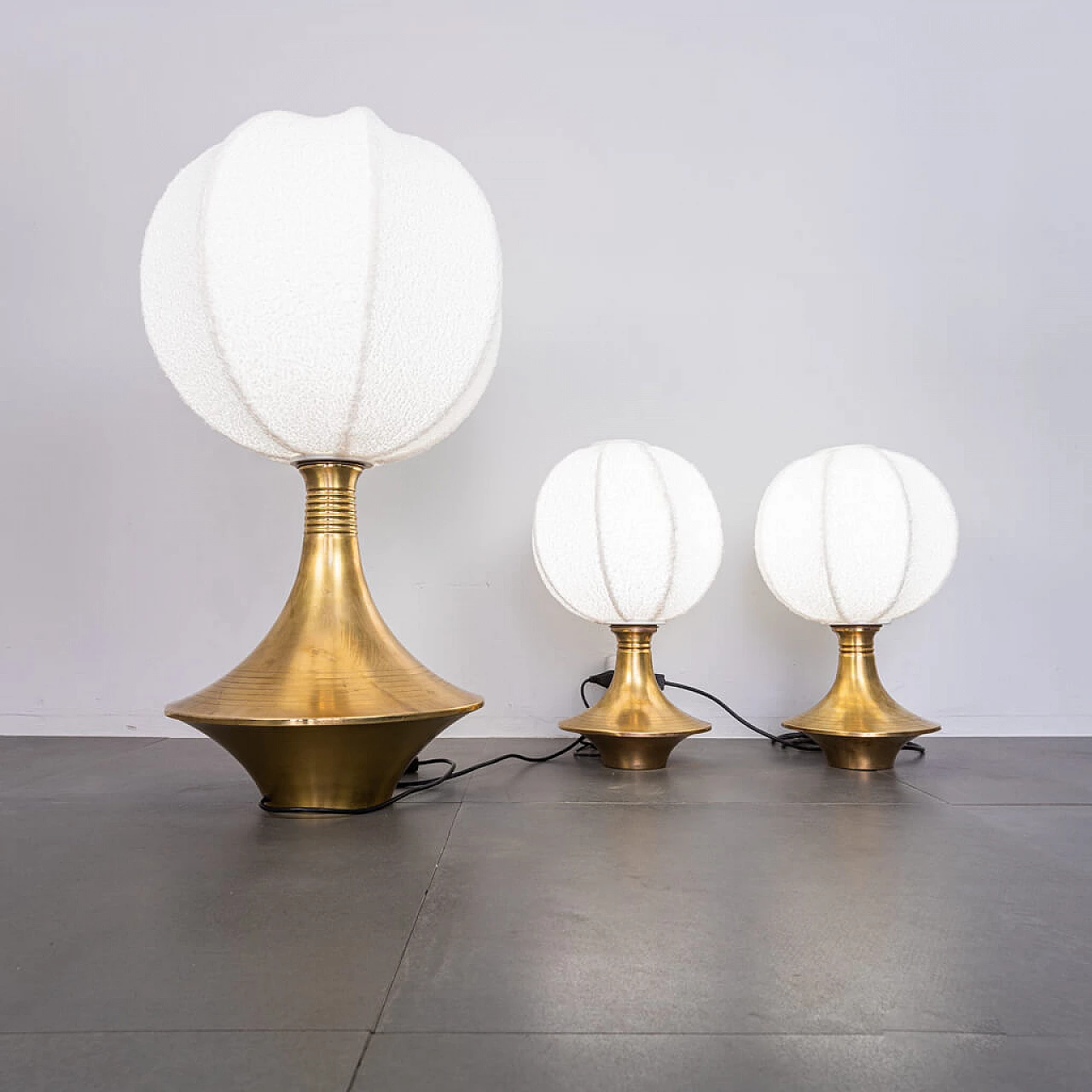 3 Brass table lamps by Lamperti, 70s 1237464
