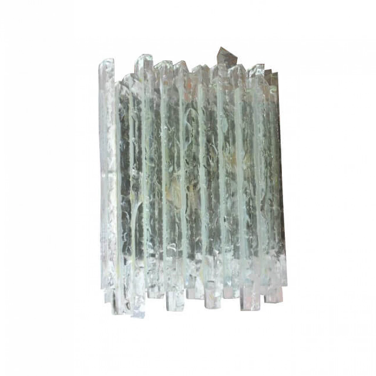 Applique Vesta in cristallo grezzo graffiato con supporto in acciaio inossidabile satinato di Albano Poli per Poliarte, anni '60 1237502
