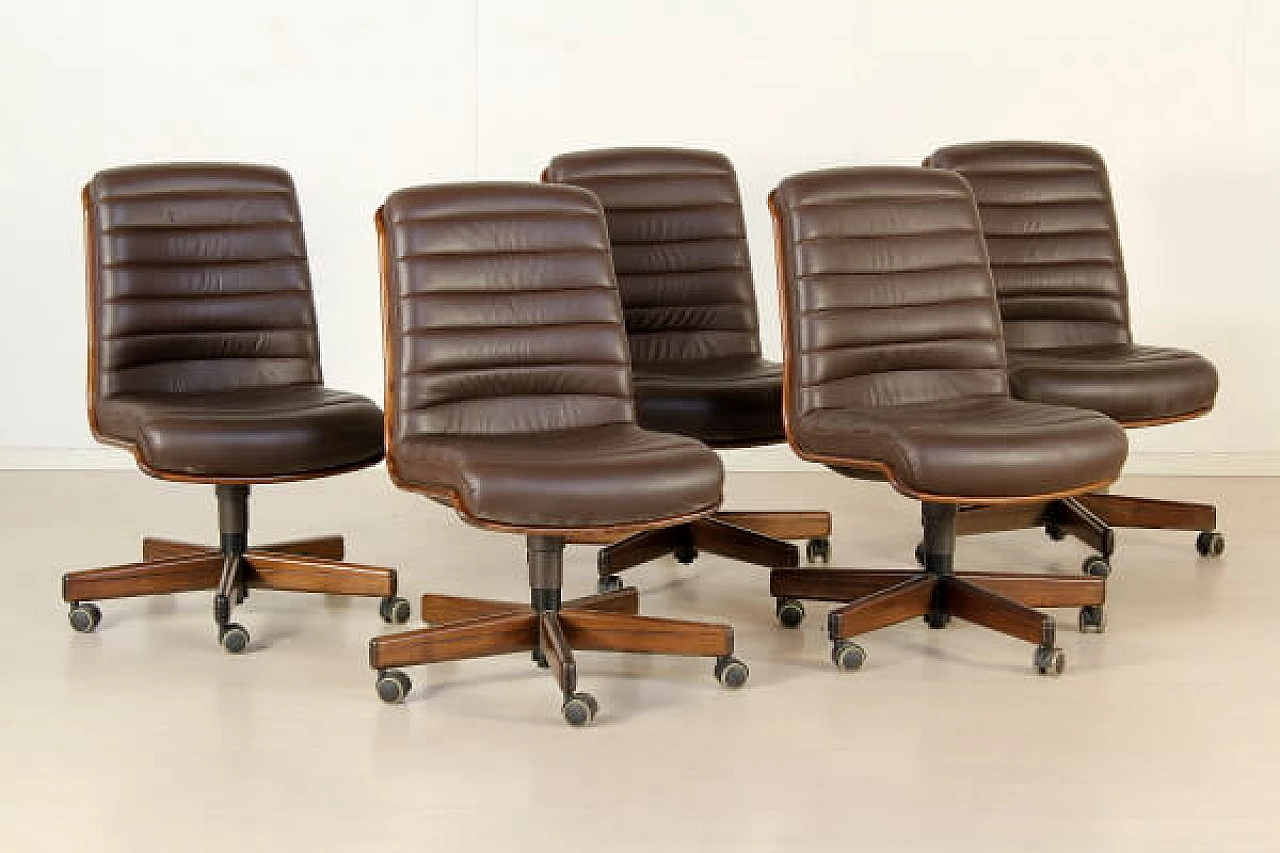 10 Leather swivel chairs by Vaghi, 1980s 1237623