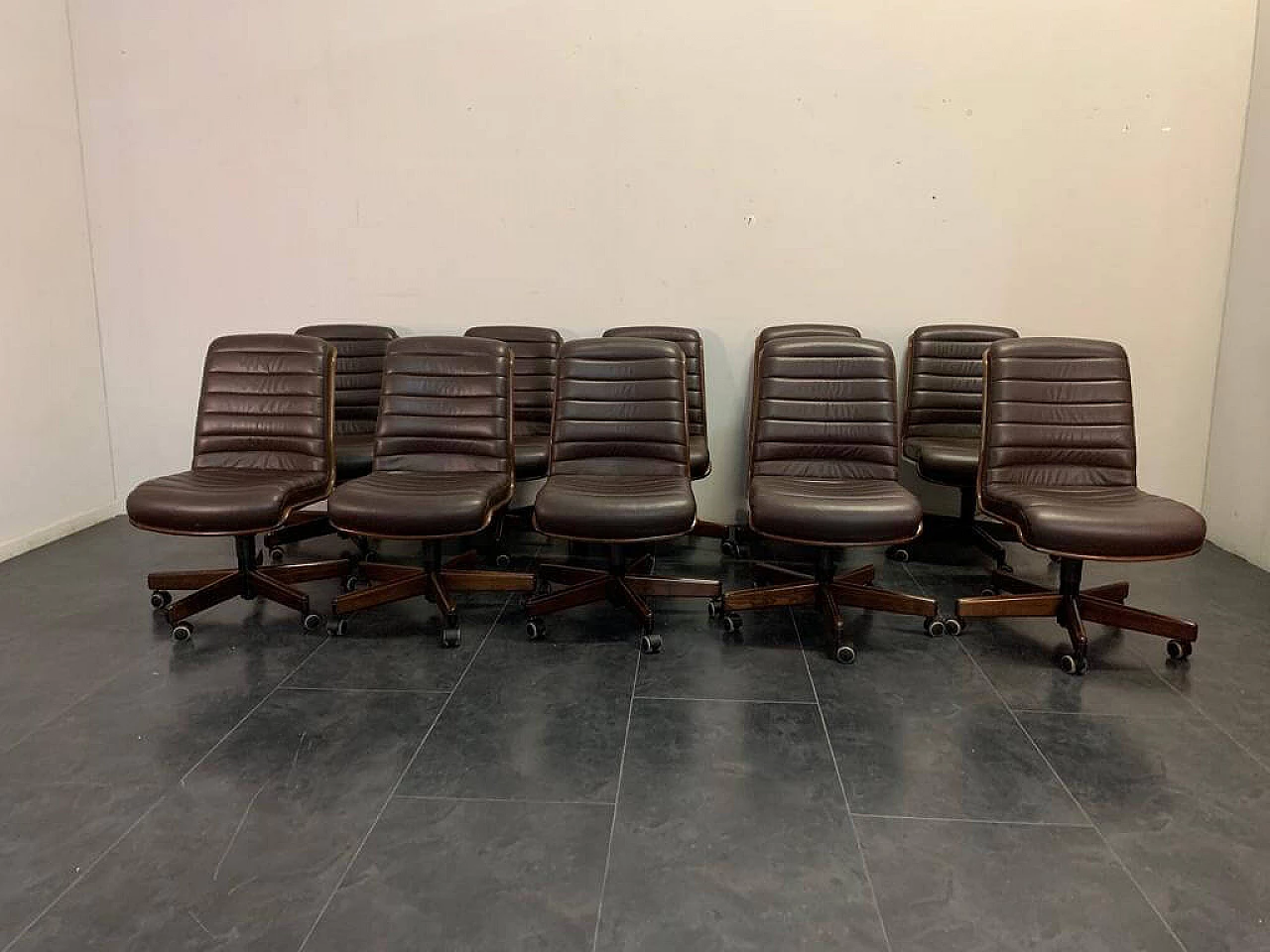 10 Leather swivel chairs by Vaghi, 1980s 1237624