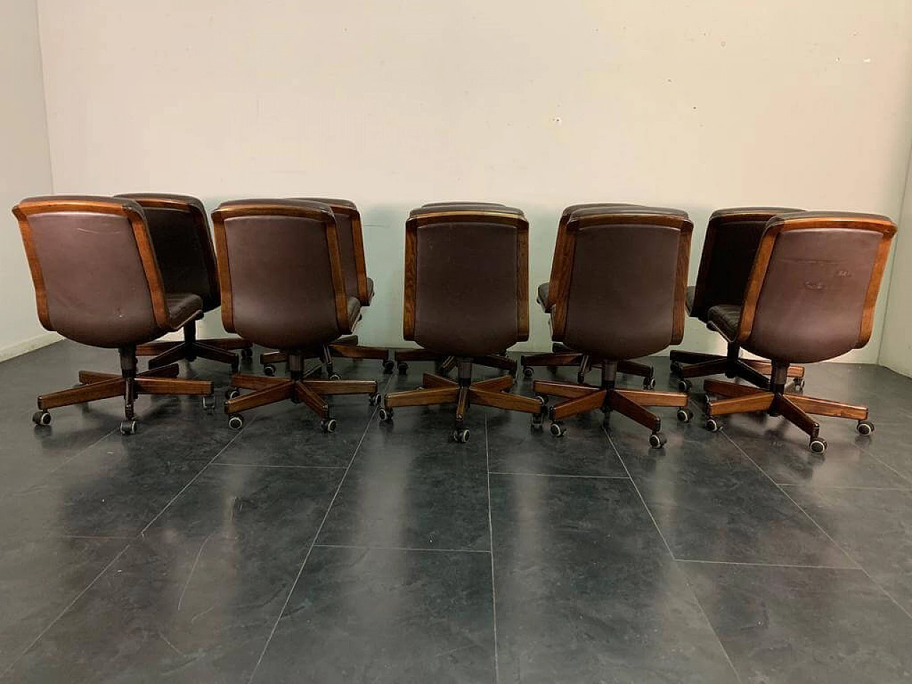 10 Leather swivel chairs by Vaghi, 1980s 1237626
