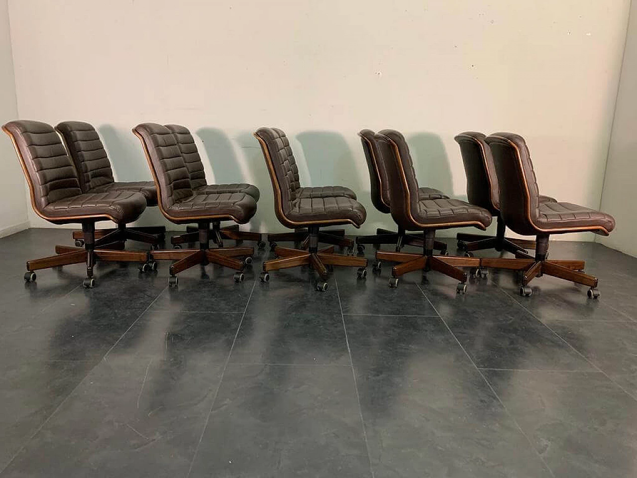 10 Leather swivel chairs by Vaghi, 1980s 1237627