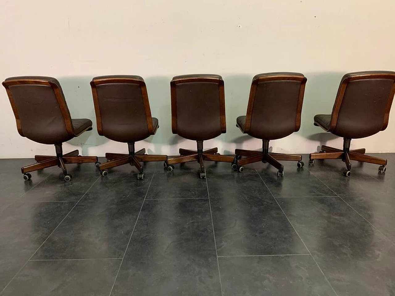10 Leather swivel chairs by Vaghi, 1980s 1237629