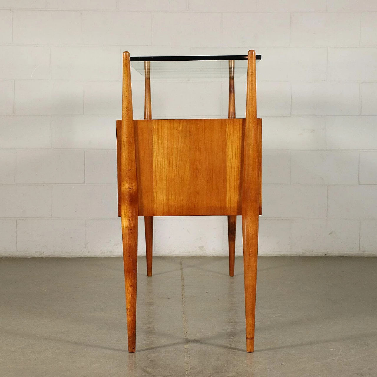 Chest of drawers in cherry wood with glass top, 50s 1237807