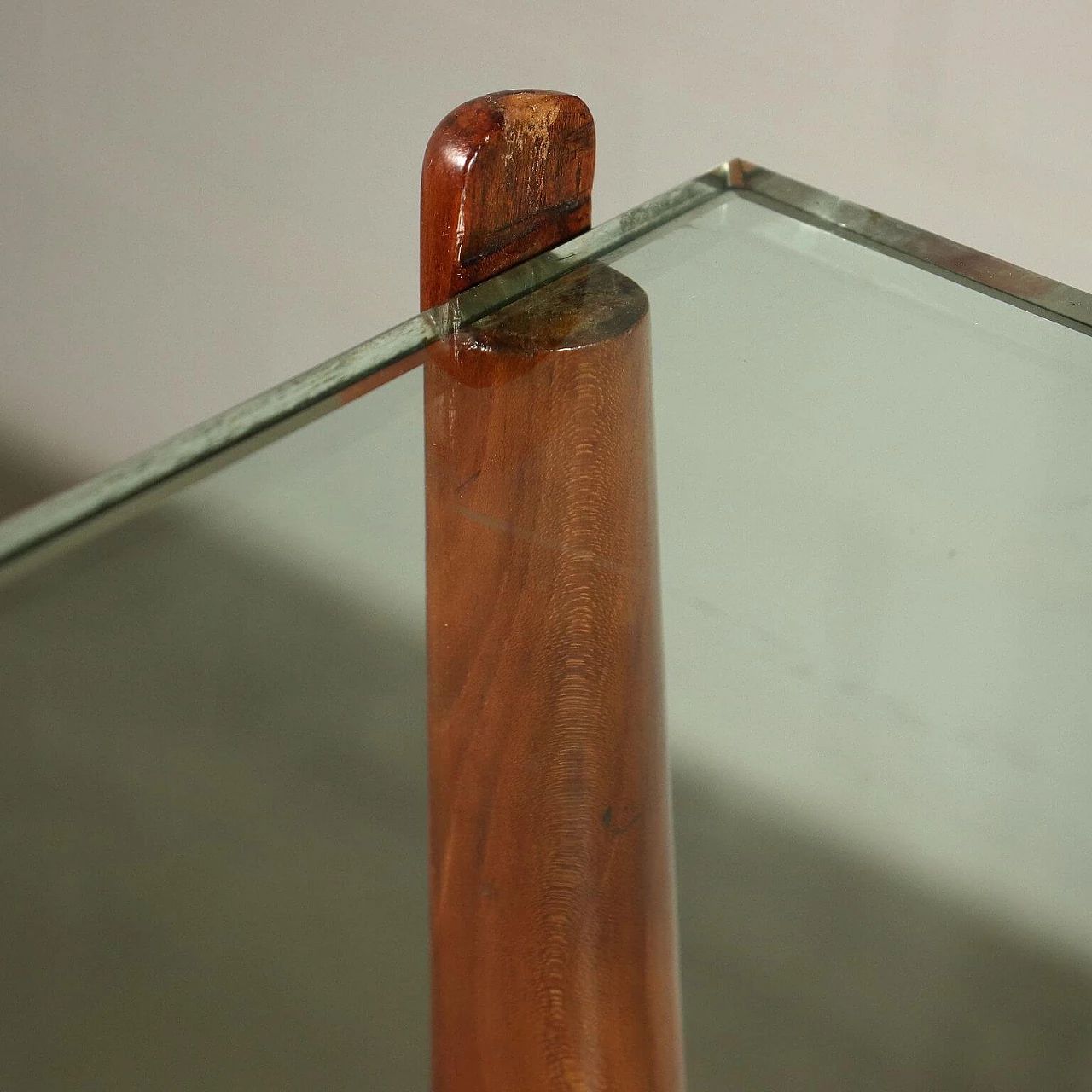 Chest of drawers in cherry wood with glass top, 50s 1237809