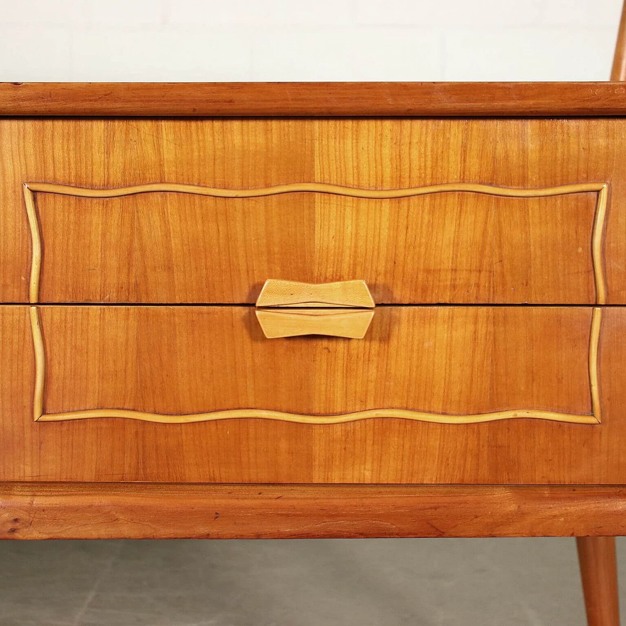 Chest of drawers in cherry wood with glass top, 50s 1237810