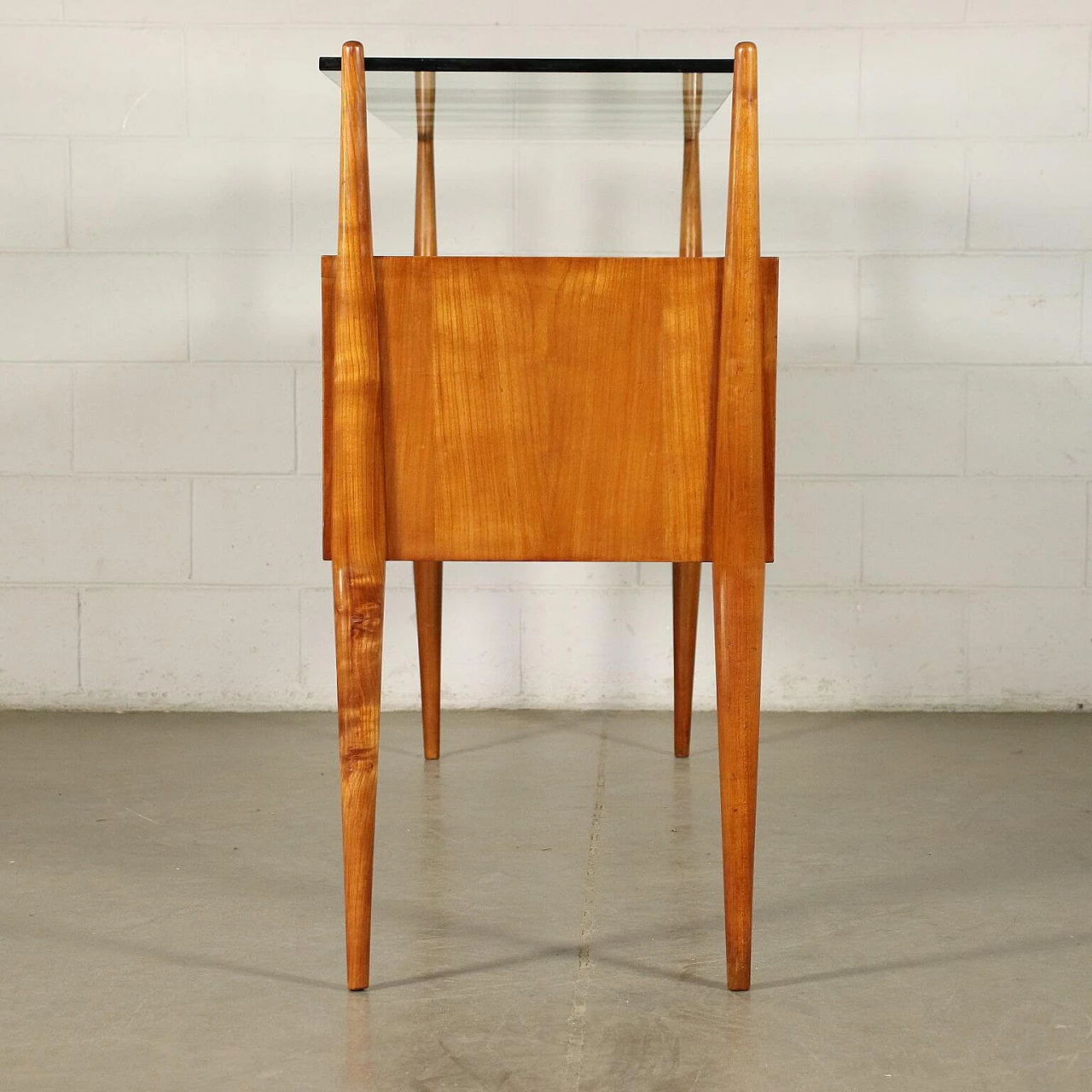 Chest of drawers in cherry wood with glass top, 50s 1237817