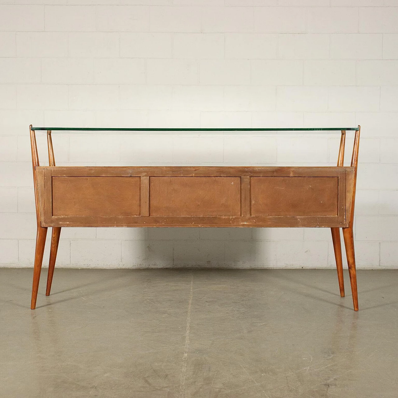 Chest of drawers in cherry wood with glass top, 50s 1237818