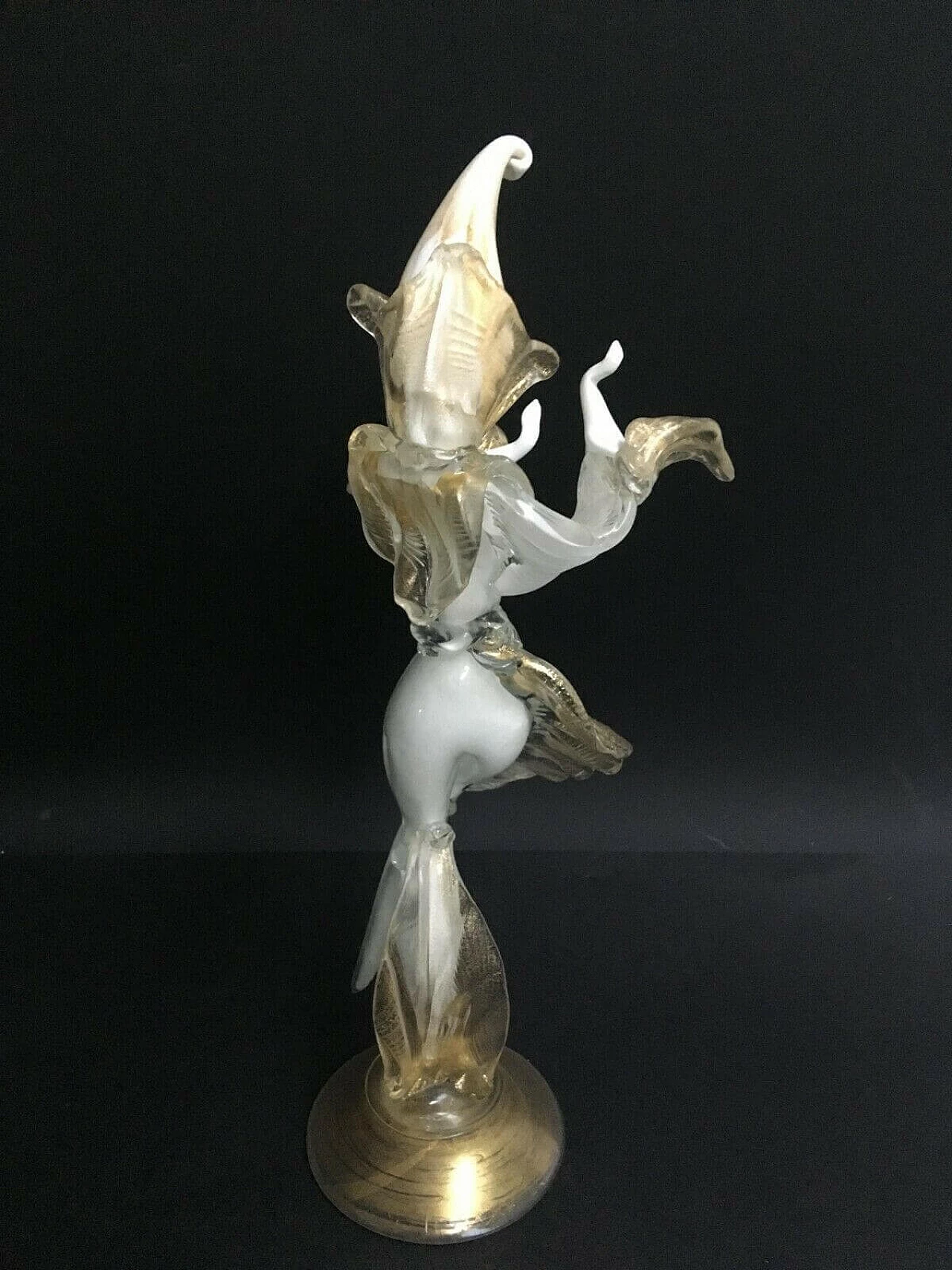 Coppia di statuette di ballerini mascherati in vetro di Murano di Cesare Toso, anni '80 1237897