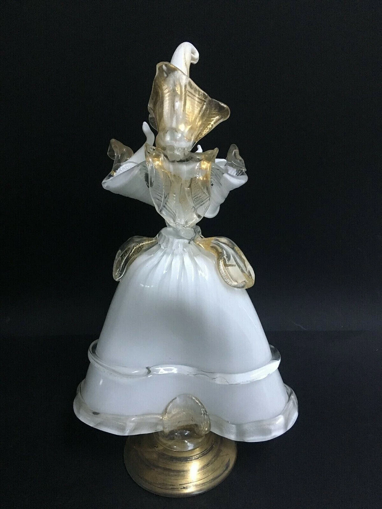 Pair of small statues of masked dancers in Murano glass by Cesare Toso, 80s 1237902