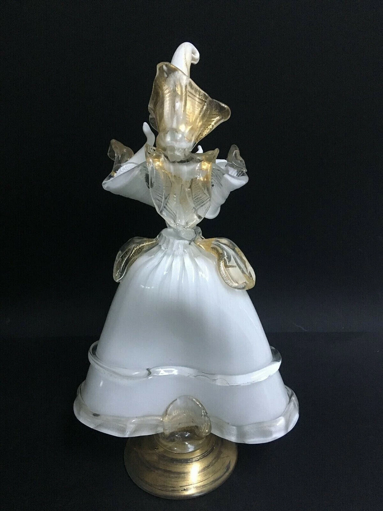 Coppia di statuette di ballerini mascherati in vetro di Murano di Cesare Toso, anni '80 1237902