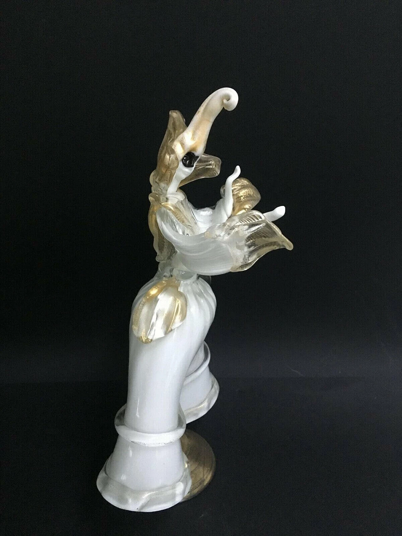 Coppia di statuette di ballerini mascherati in vetro di Murano di Cesare Toso, anni '80 1237903