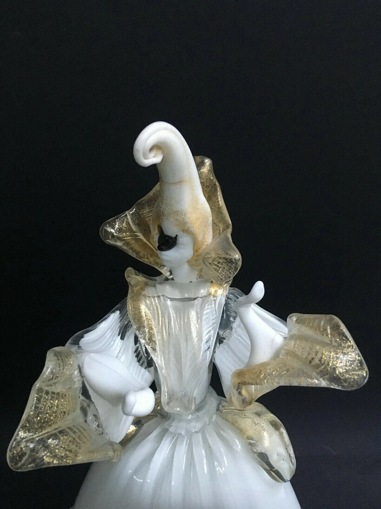 Coppia di statuette di ballerini mascherati in vetro di Murano di Cesare Toso, anni '80 1237904