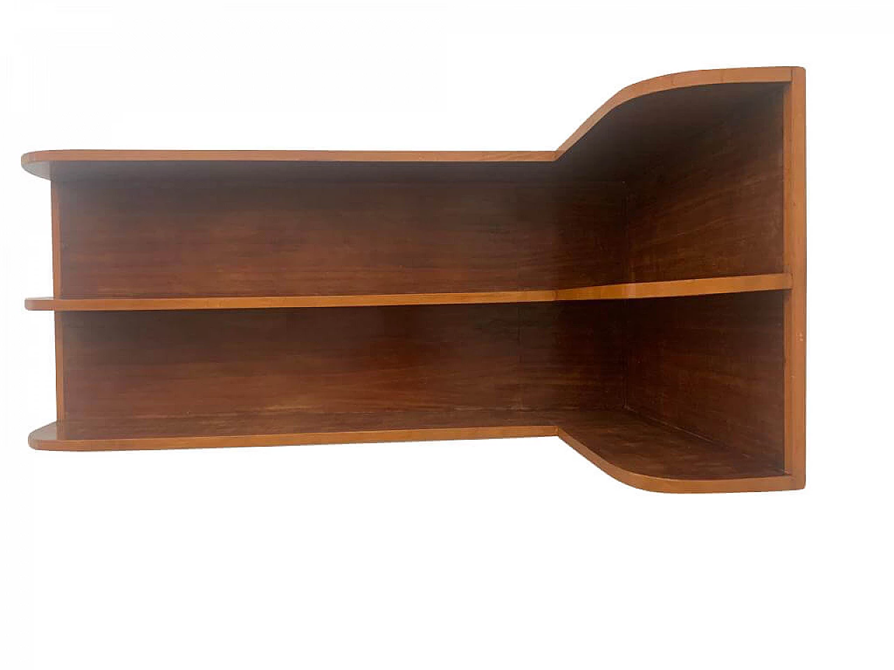 Corner bookcase shelf in cherry wood with maple profiles, 60s 1238040