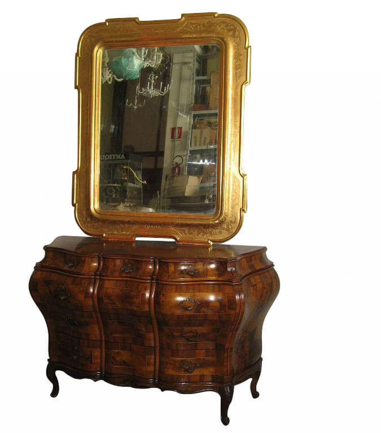 Specchiera antica a Vassoio dorata foglia oro, XIX secolo 1238155