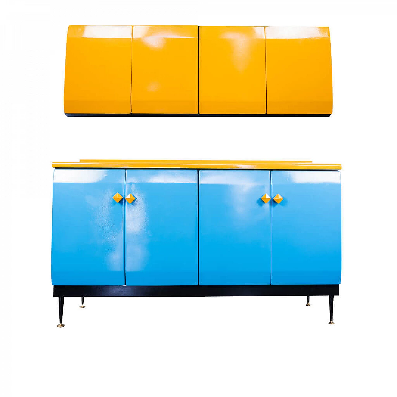 Credenza  e pensile da cucina in metallo, anni '50 1238233