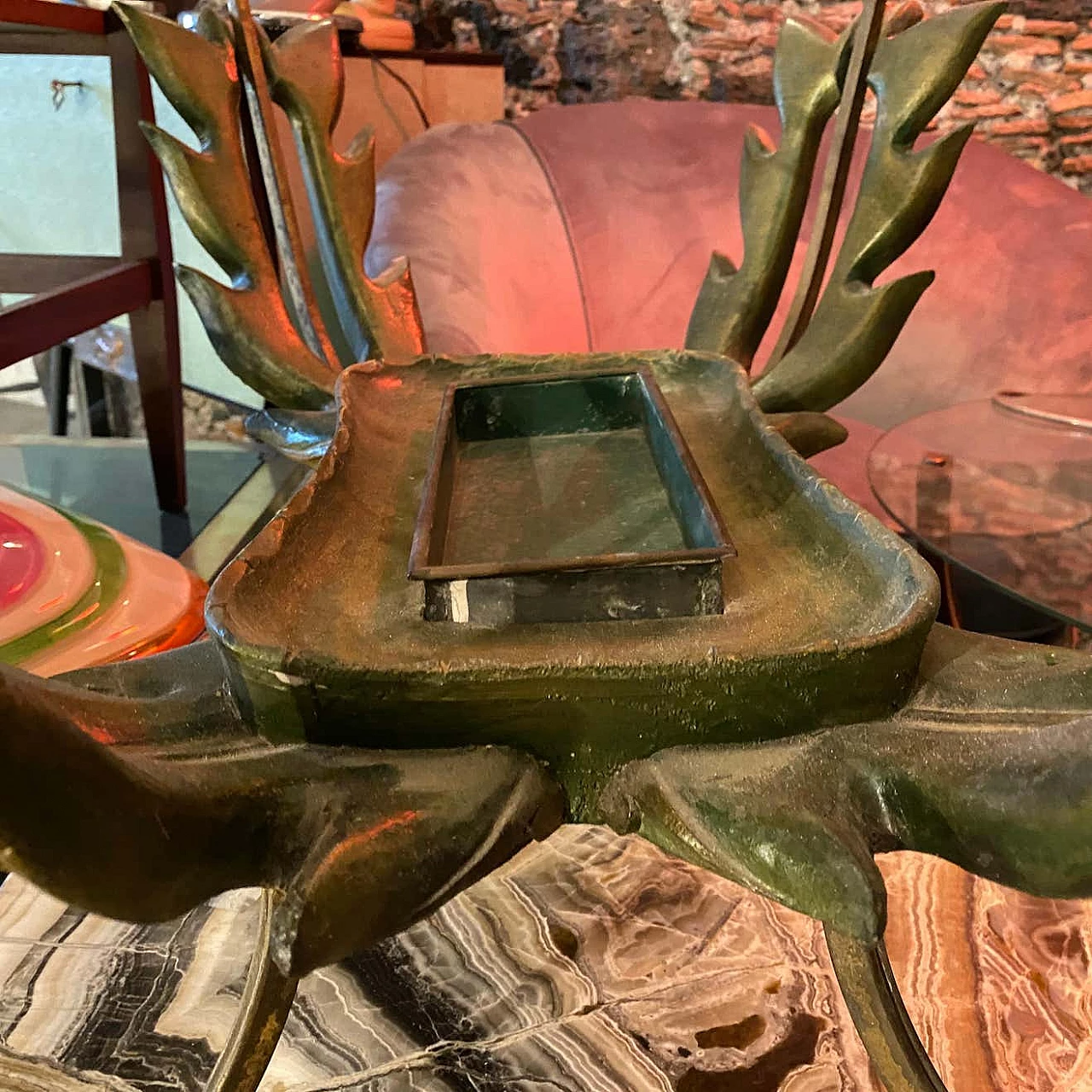 Coffee table in wood, brass and glass by Pier Luigi Colli, 50s 1238605