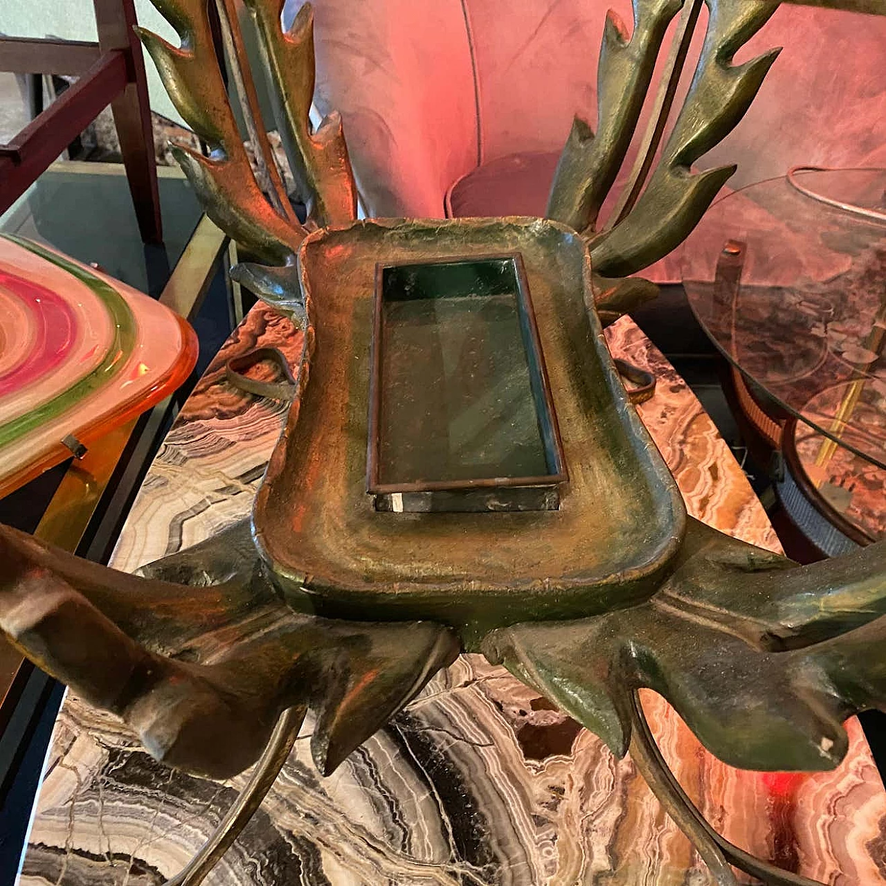 Coffee table in wood, brass and glass by Pier Luigi Colli, 50s 1238612