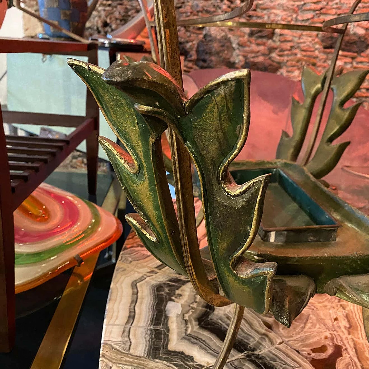 Coffee table in wood, brass and glass by Pier Luigi Colli, 50s 1238613