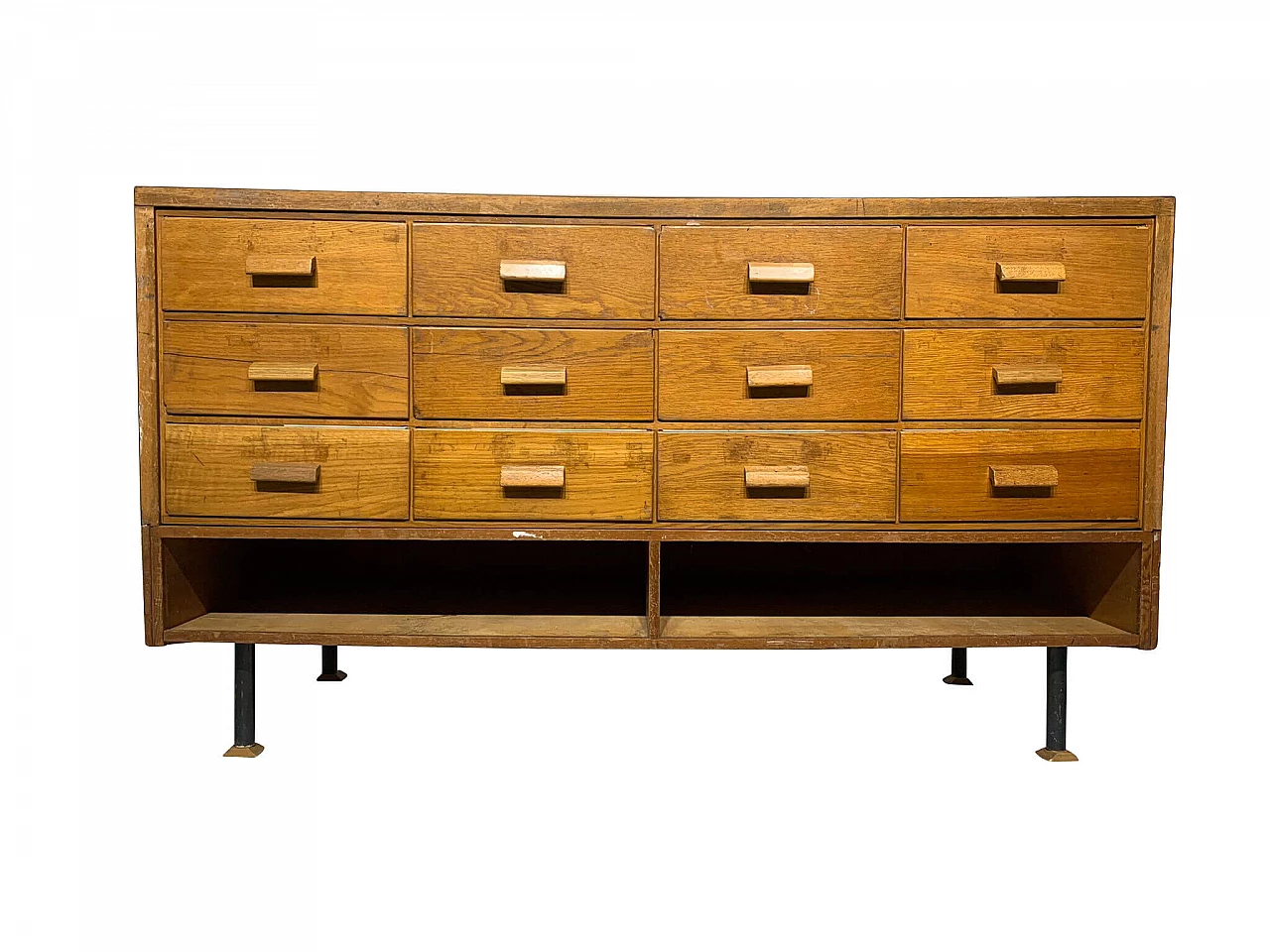 Bancone da negozio in legno e vetro, anni '50 1238623