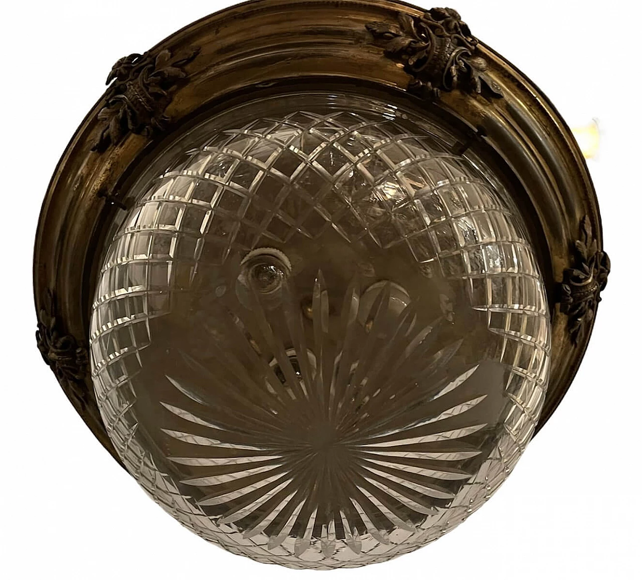 Bronze and crystal ceiling lamp, 1950s 1238732