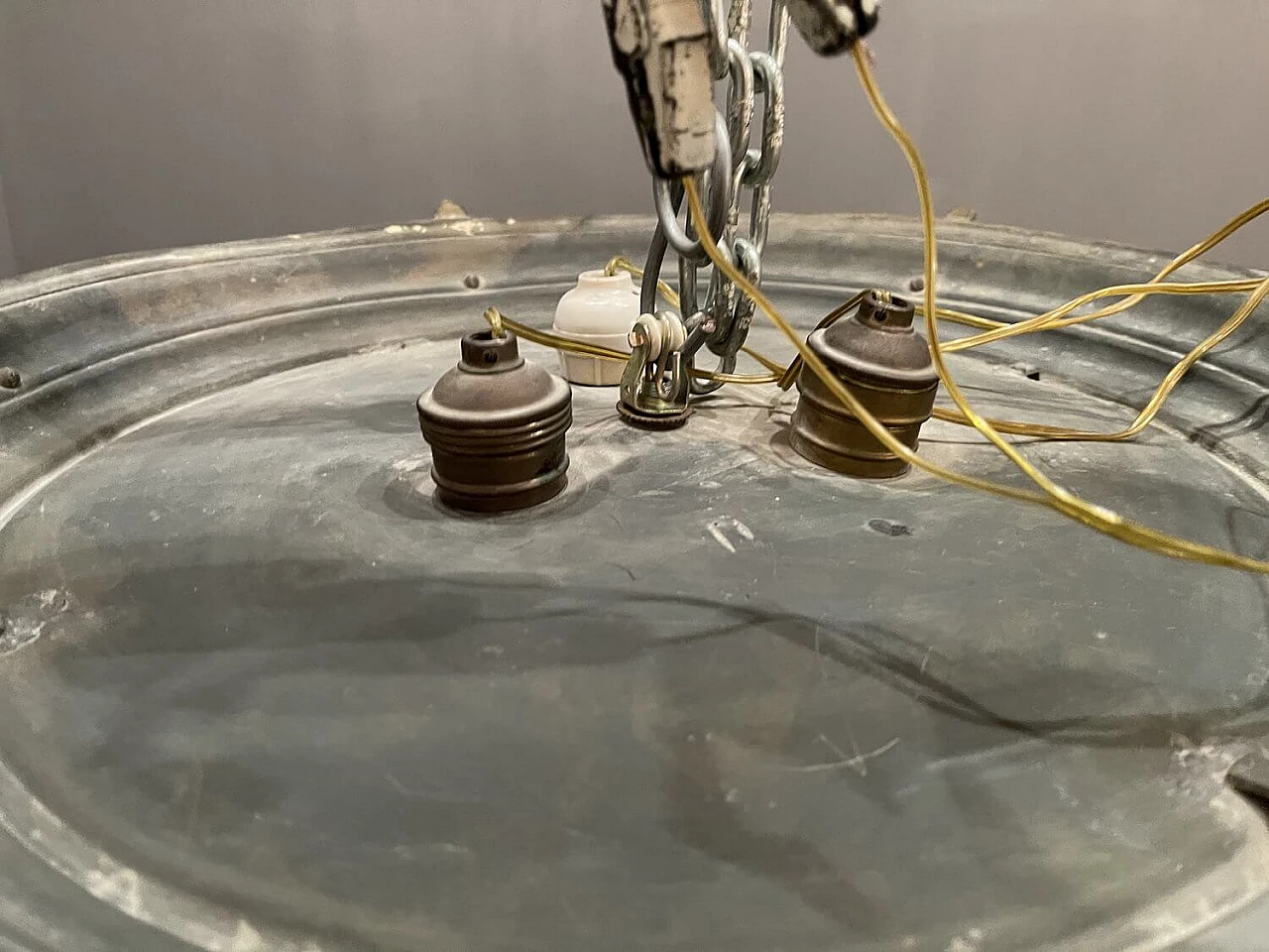 Bronze and crystal ceiling lamp, 1950s 1238735