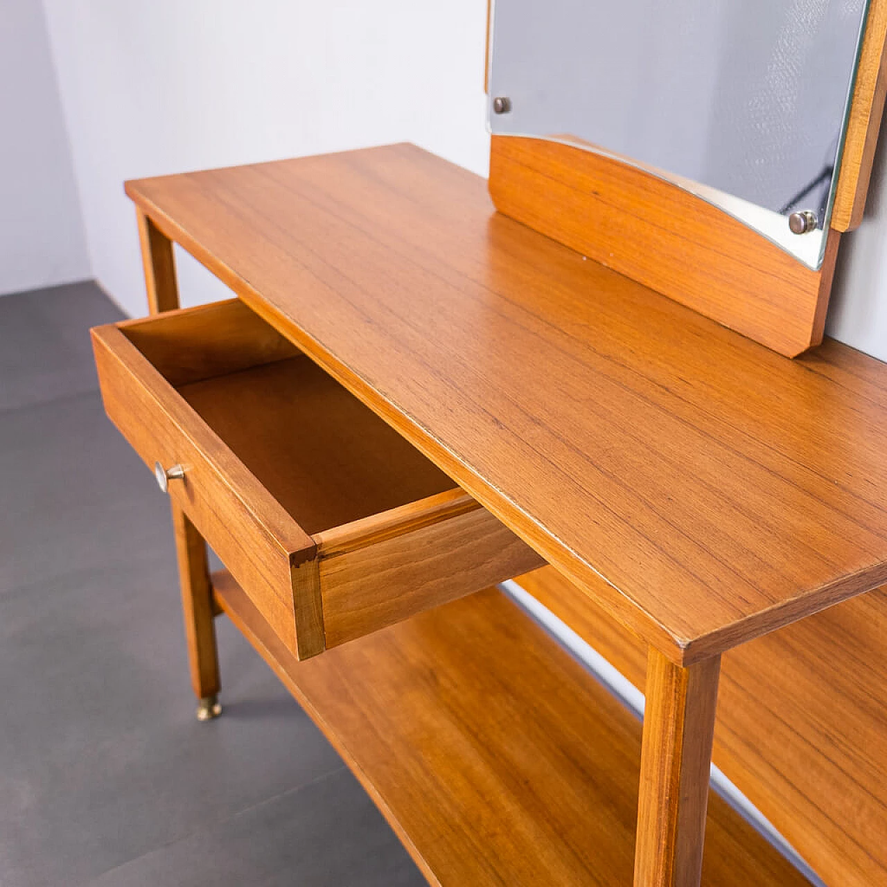 Wooden hall console table with mirror, 60s 1238793