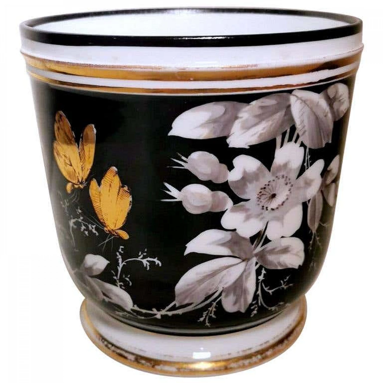 Cachepot Napoleone III in porcelain de Paris dipinta a mano, '800 1238949