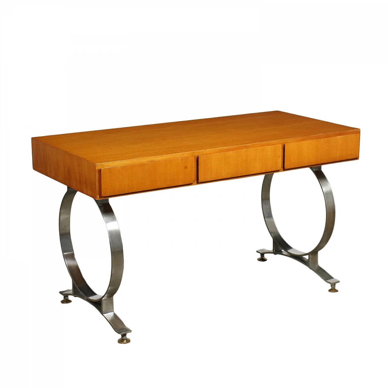 Desk in Tanganyika walnut and chromed metal, 70s 1238982