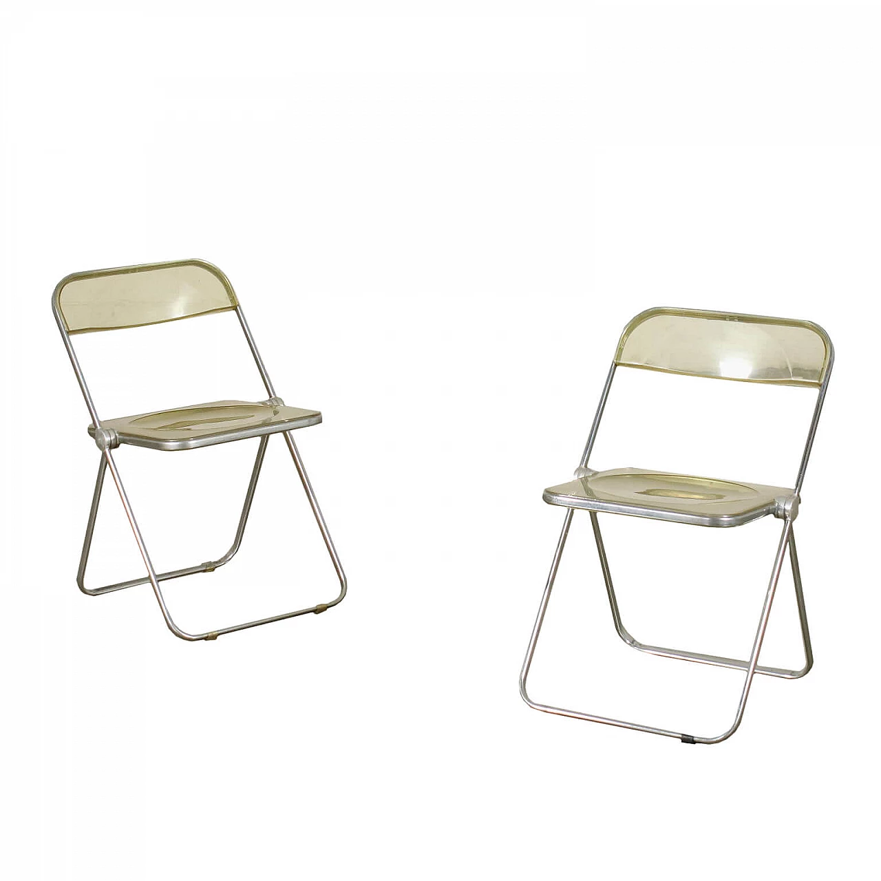 Pair of Plia folding chairs in metal and plastic material by Giancarlo Piretti for Anonima Castelli, 70s 1239001