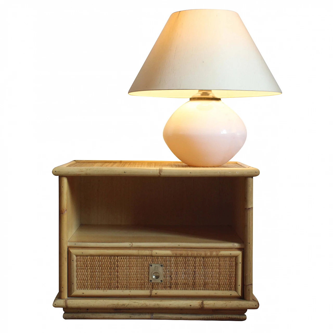 Comodino Dal Vera in bambù e rattan, anni '70 1239196