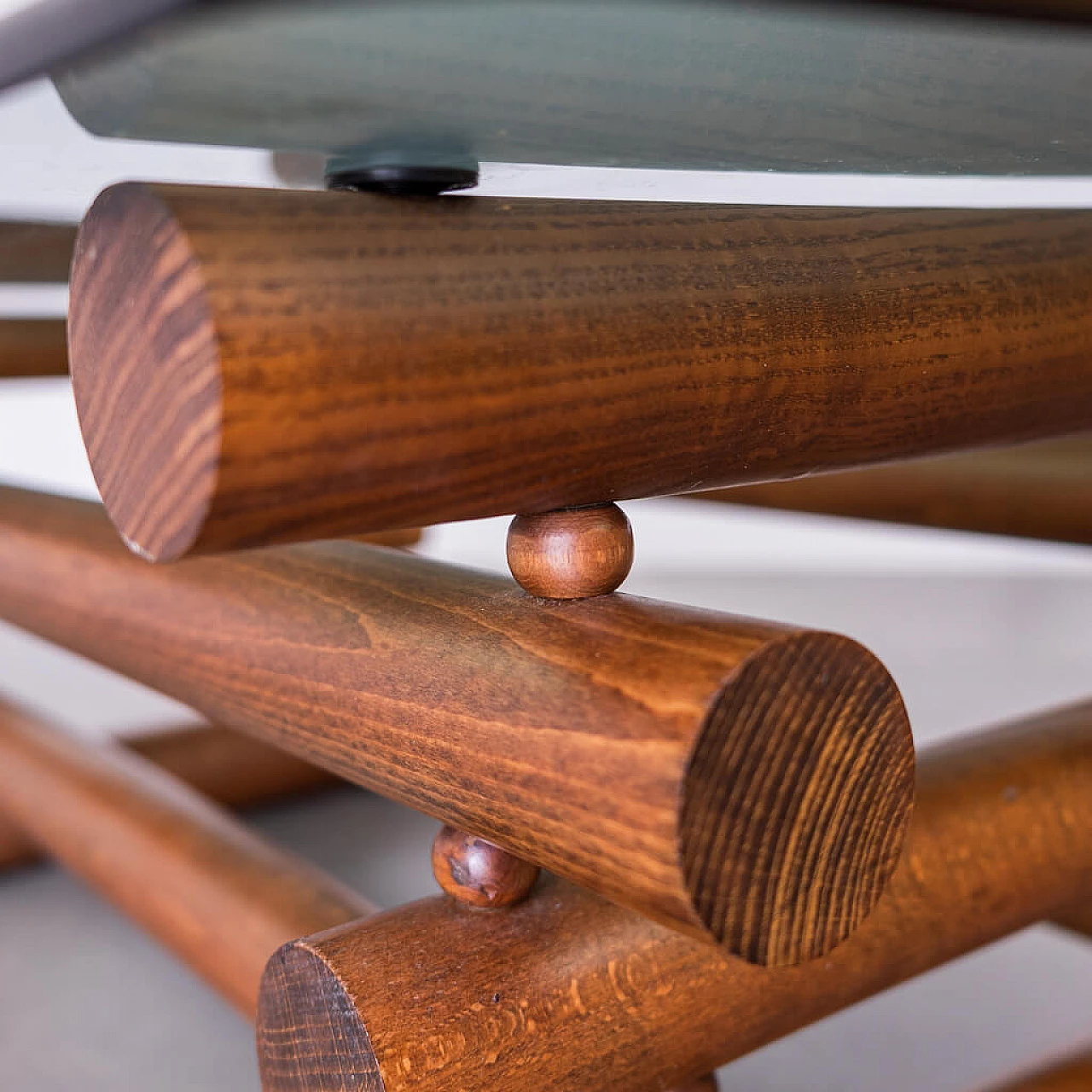 Coffee table in wood and smoked glass, 1970s 1239253