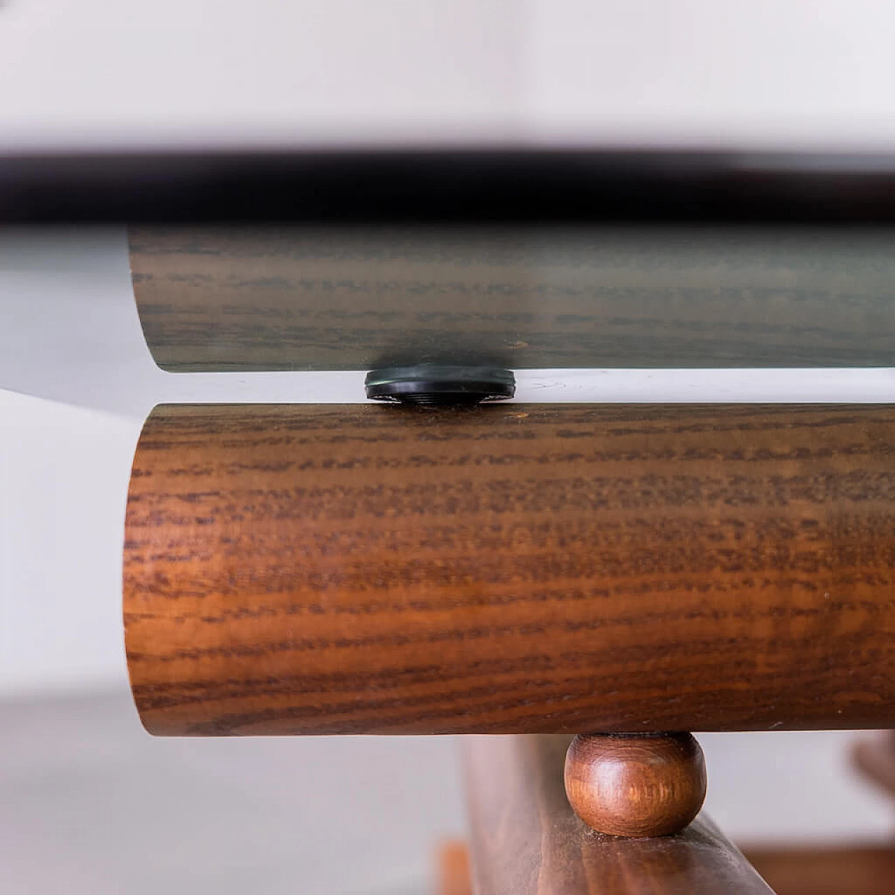 Coffee table in wood and smoked glass, 1970s 1239256