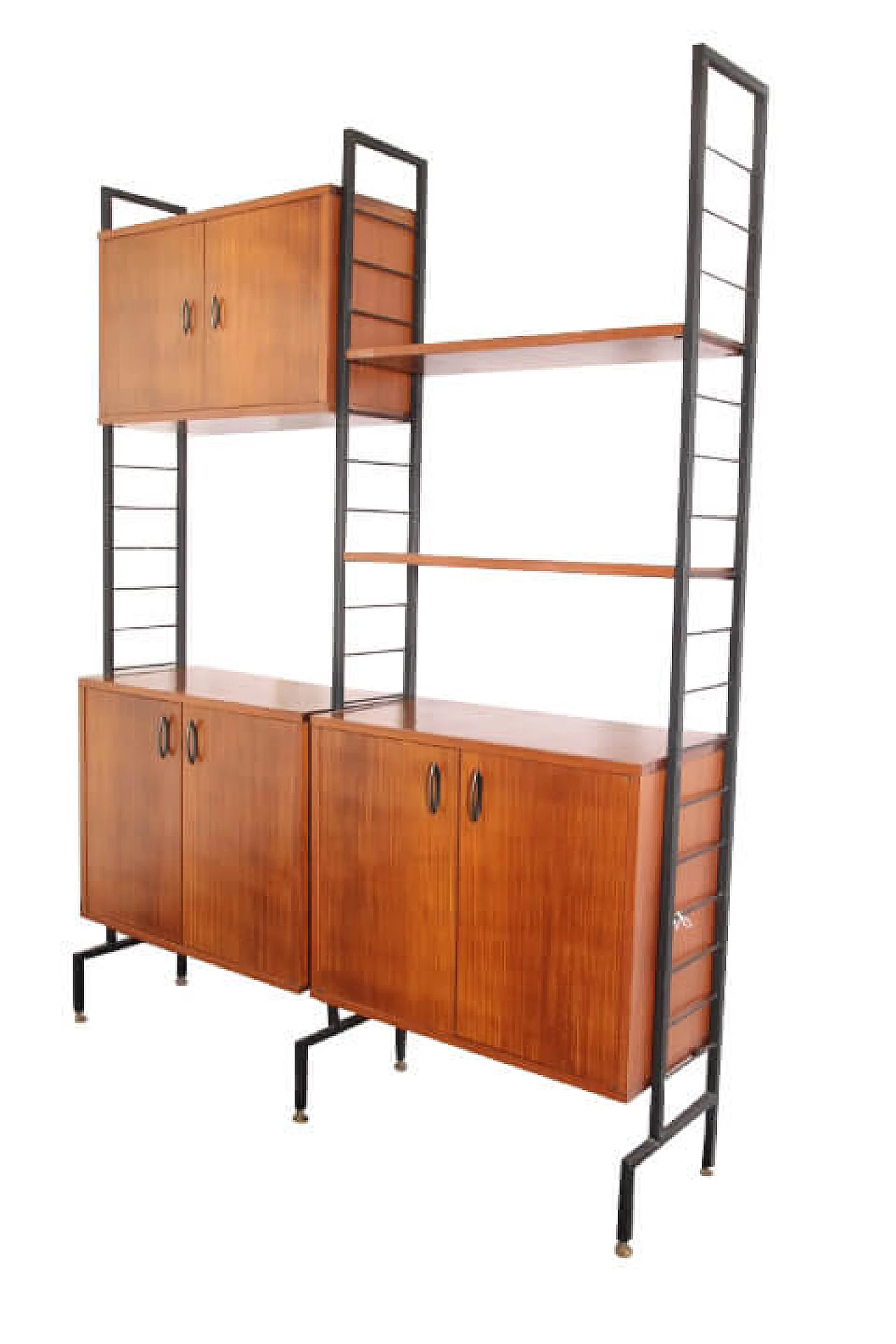 Bookcase in 3 teak wood modules, 60s 1239512