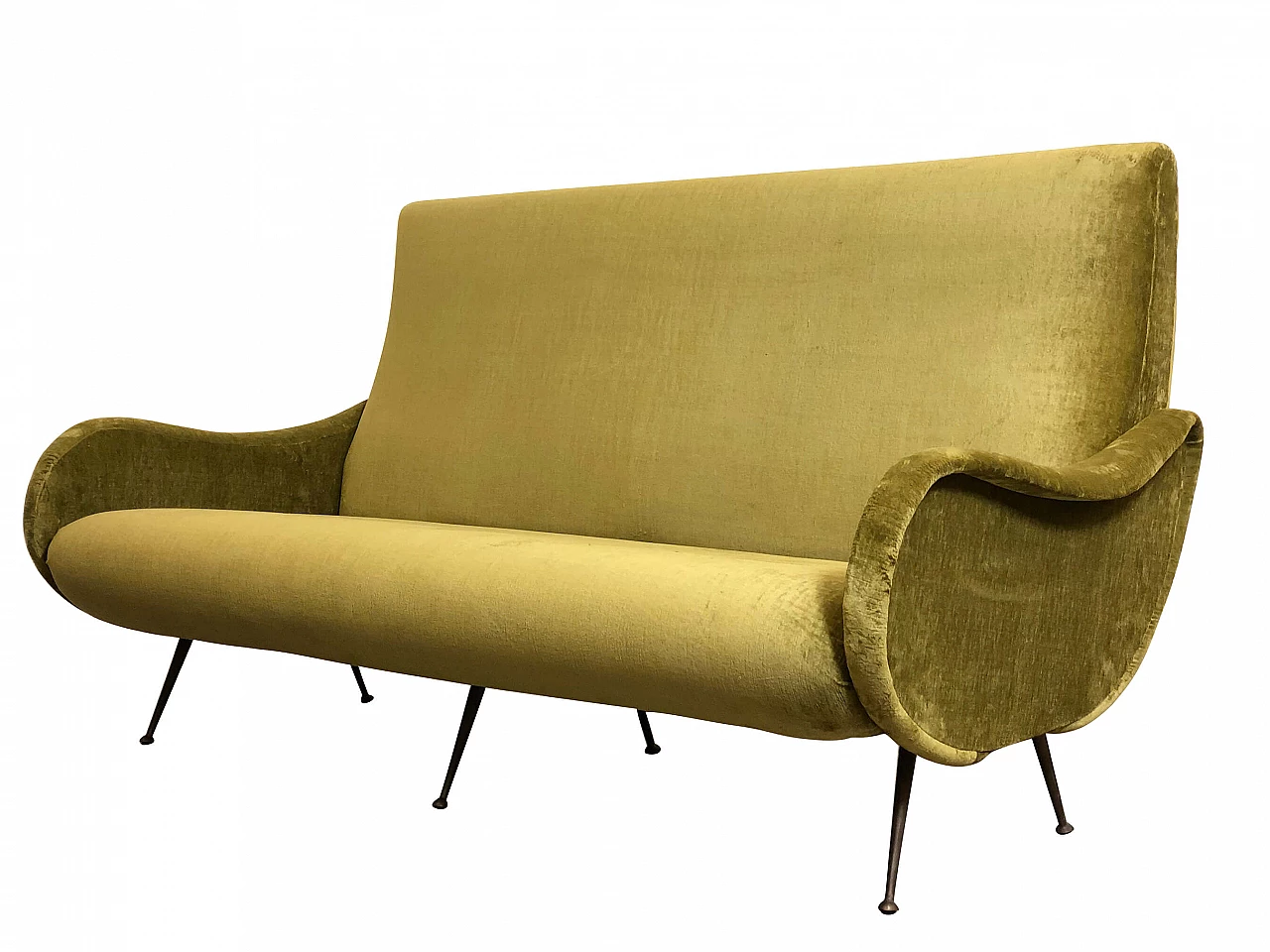 Velvet and brass sofa attributed to Marzo Zanuso, 1950s 1239625