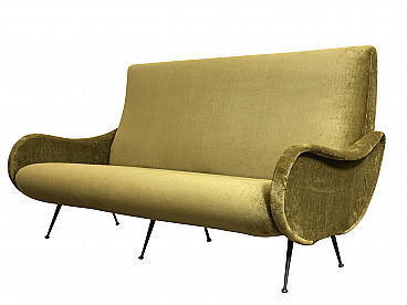 Velvet and brass sofa attributed to Marzo Zanuso, 1950s