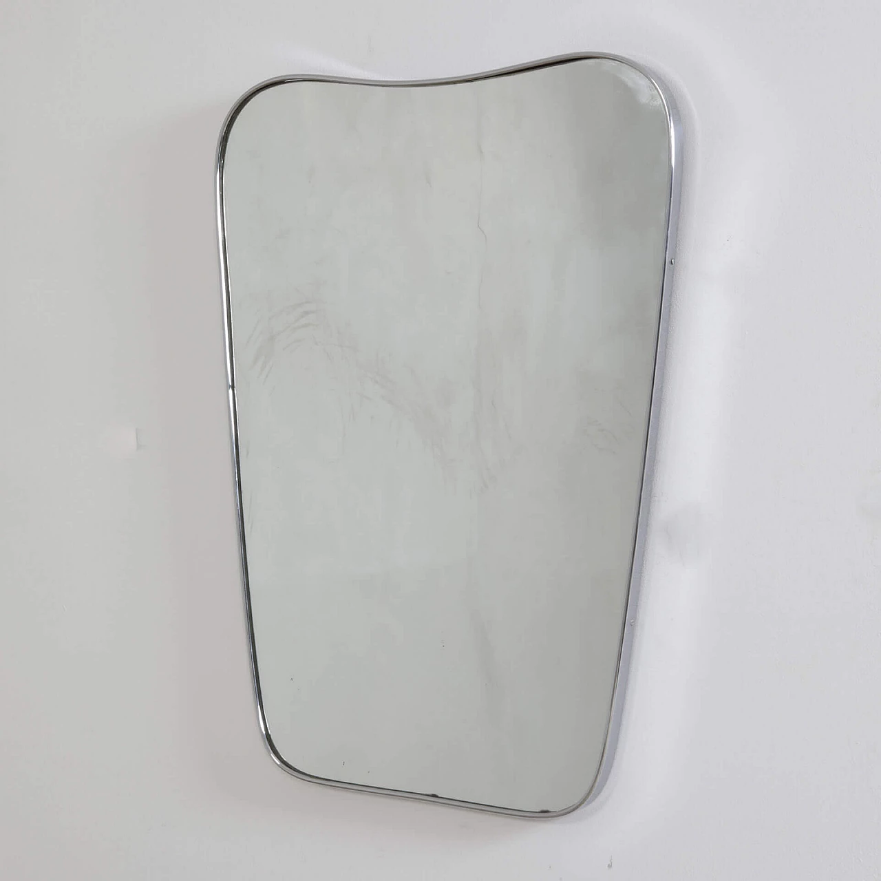 Specchio con cornice in ottone cromato, anni '50 1239727